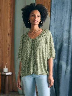 Amira Top - Green Riverton Ditsy Floral
