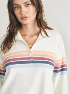 Cabana Towel Terry Quarter Zip - Seacoast Skyline Stripe