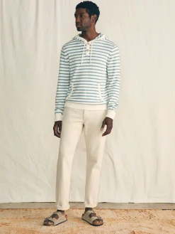 Cove Sweater Hoodie - Ivory Chambray Stripe