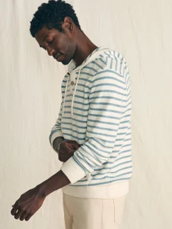 Cove Sweater Hoodie - Ivory Chambray Stripe