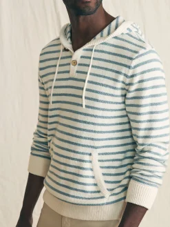 Cove Sweater Hoodie - Ivory Chambray Stripe