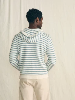 Cove Sweater Hoodie - Ivory Chambray Stripe