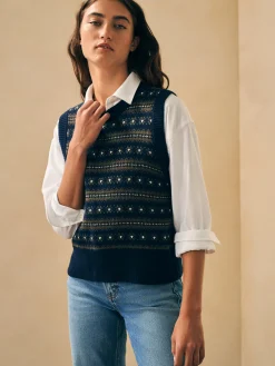 Highland Fair Isle Sweater Vest - Navy Multi