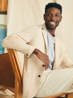 Inlet Knit Blazer - Khaki Fields Melange