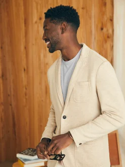 Inlet Knit Blazer - Khaki Fields Melange