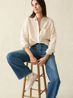 Laguna Linen Relaxed Shirt - Tan Lucy Stripe