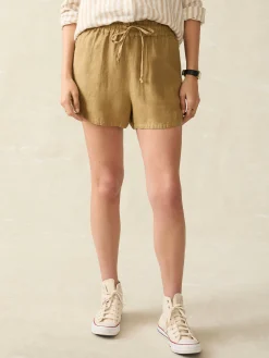 Laguna Linen Tie Waist Short - Antique Bronze