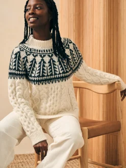 Native Knitter Frost Fair Isle Crew - White Sheep Camp