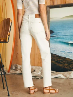 Organic Cotton Slim Straight Ankle Denim - White Dune Wash