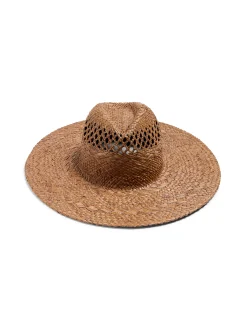 Raffia Mixed Stitch Fedora - Dark Brown