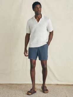 Short-Sleeve Linen Sweater Polo - Ivory Steel Feeder