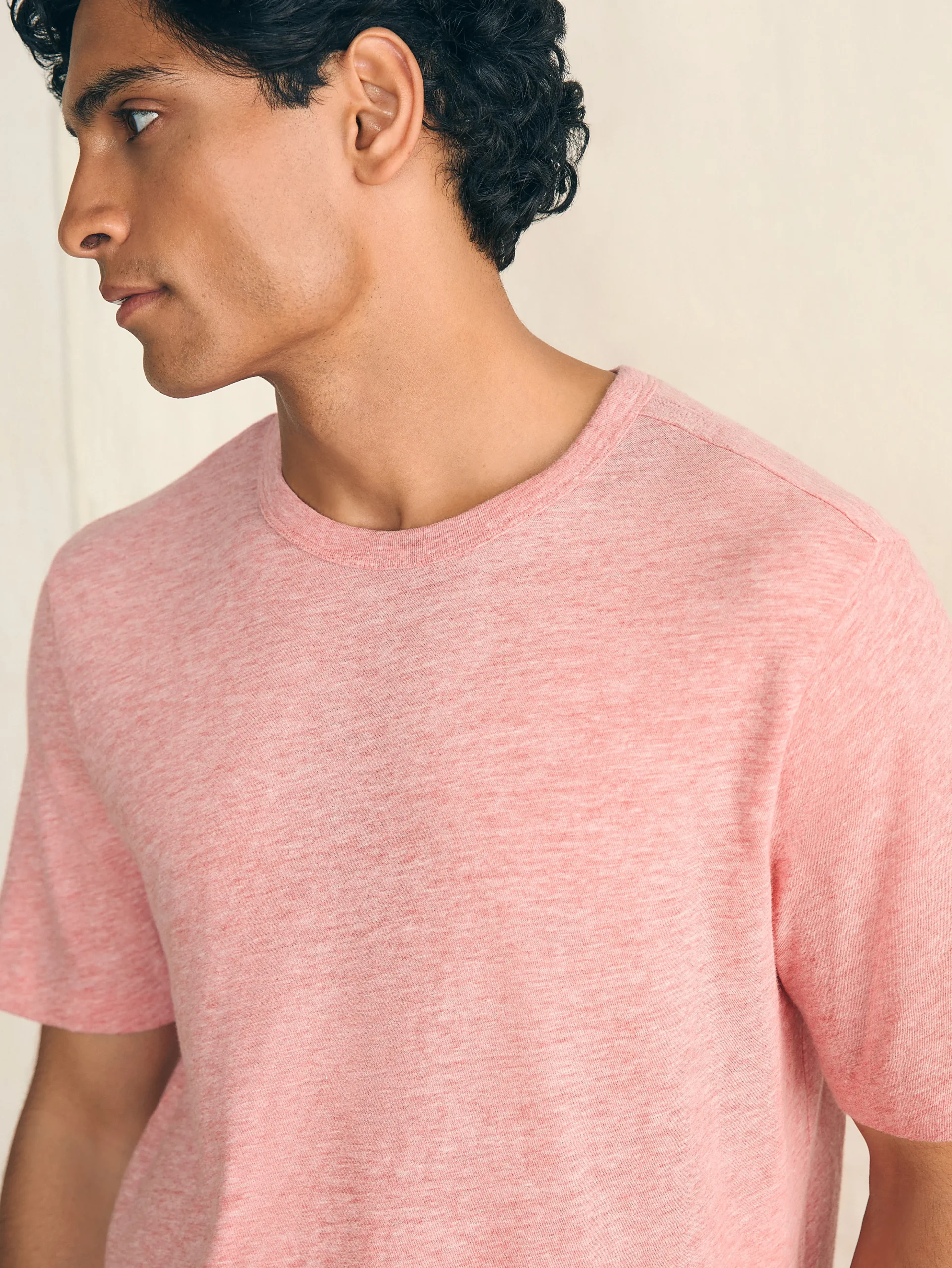 Short-Sleeve Vintage Chambray Tee - Vintage Rose Heather