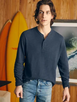 Sunwashed Slub Henley (Tall) - Blue Nights