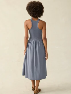 Tropical Cotton Ribbed Tank Dress - Folkstone Grey